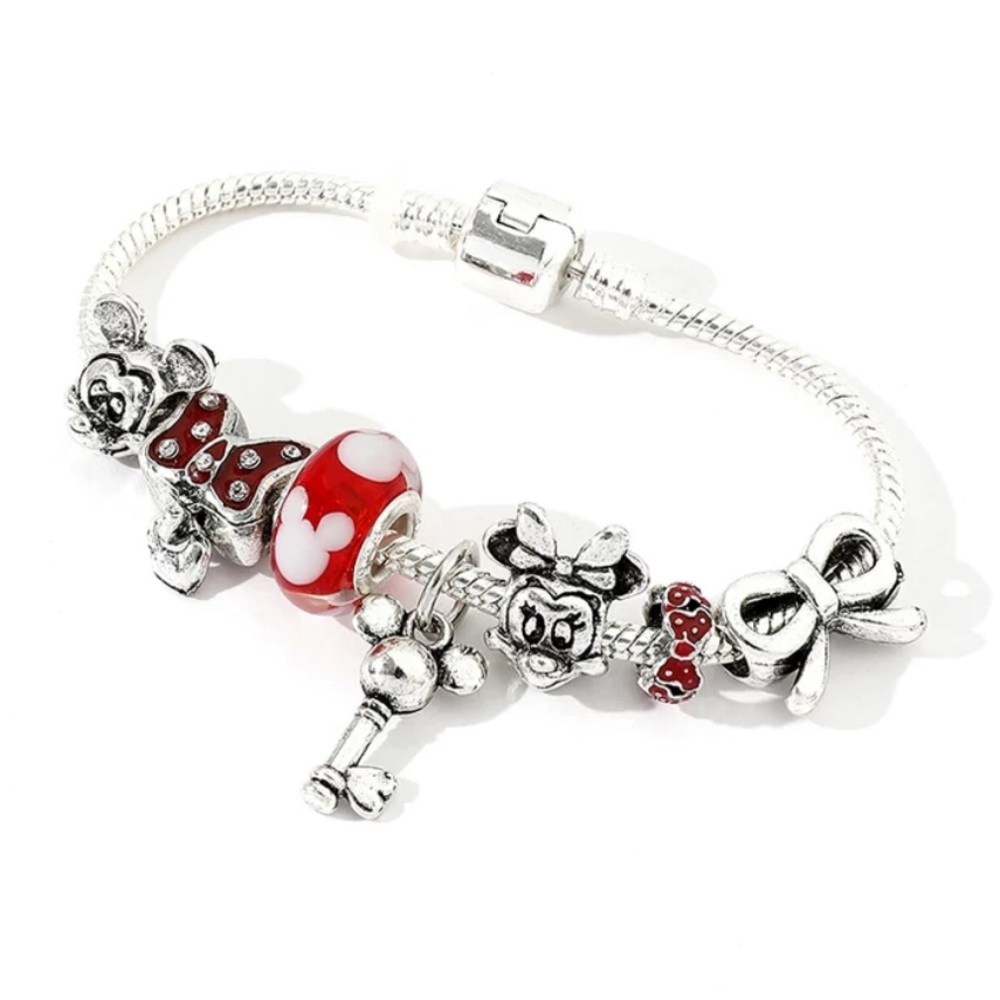 NEW Sterling Minnie & Mickey Charm Bracelet